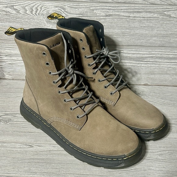 Dr. Martens Boots Crewson Nubuck Leather Suede Boots Tan Lace Up Men's SZ 14 NEW - Picture 1 of 11